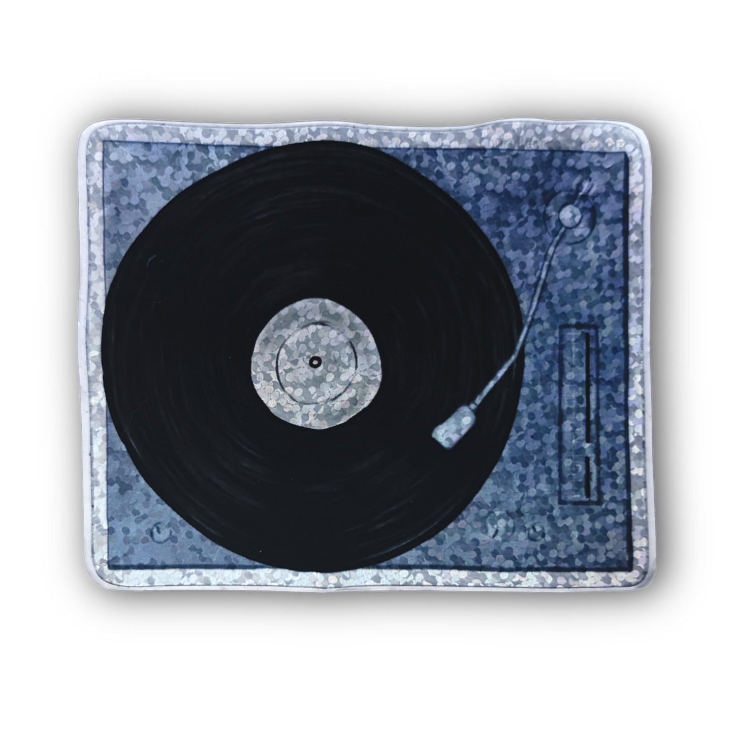 Record Player Art Holographic Sticker - 3"