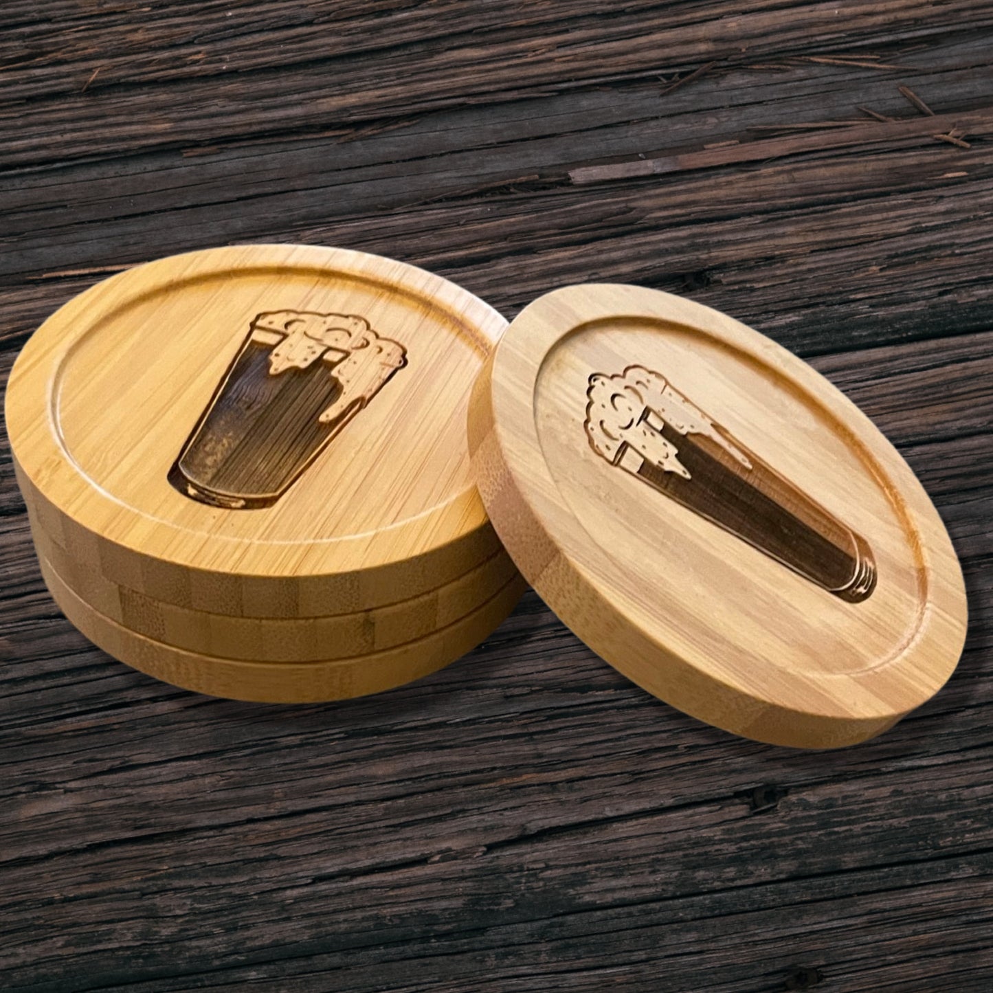 Beer Laser Etched Bamboo Coaster