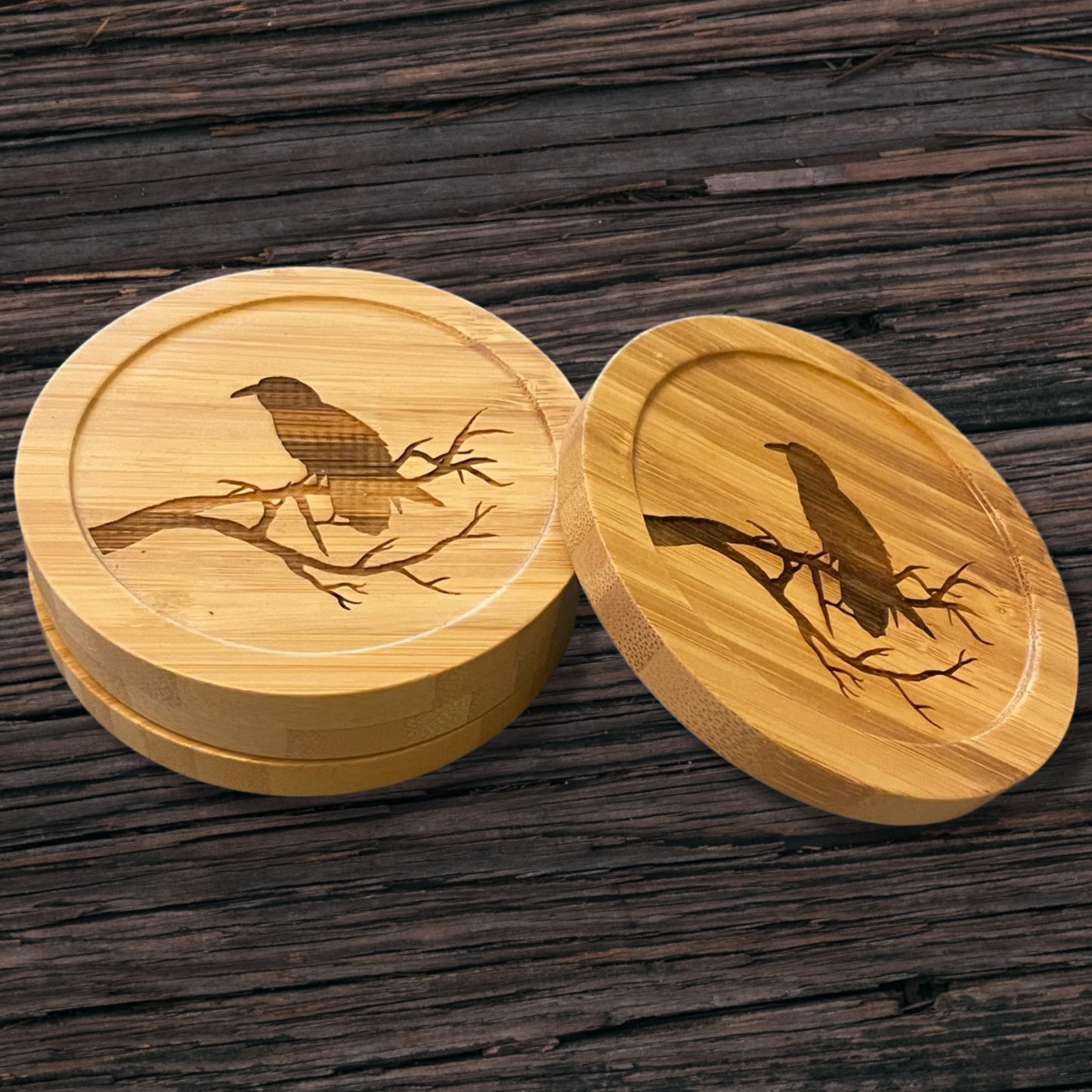 Raven Bamboo Coaster