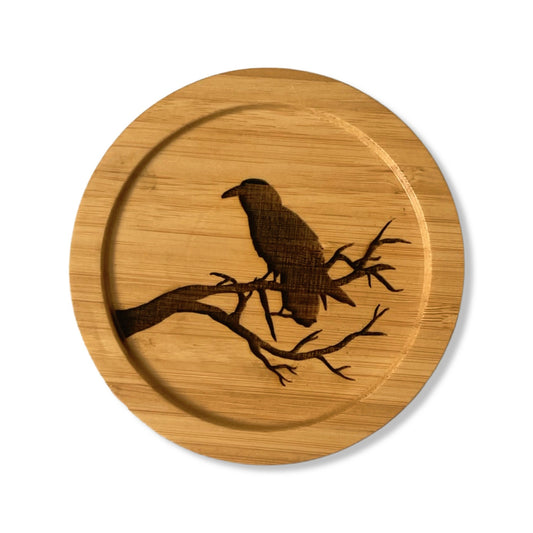 Raven Bamboo Coaster - 3.75"x3.75"
