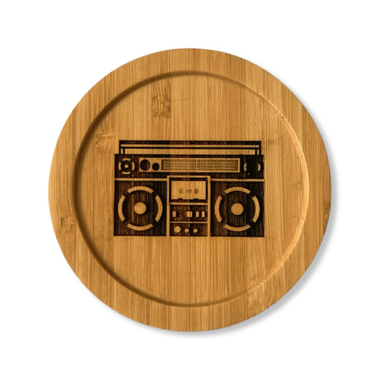 Boom Box Bamboo Coaster - 3.75"x3.75"