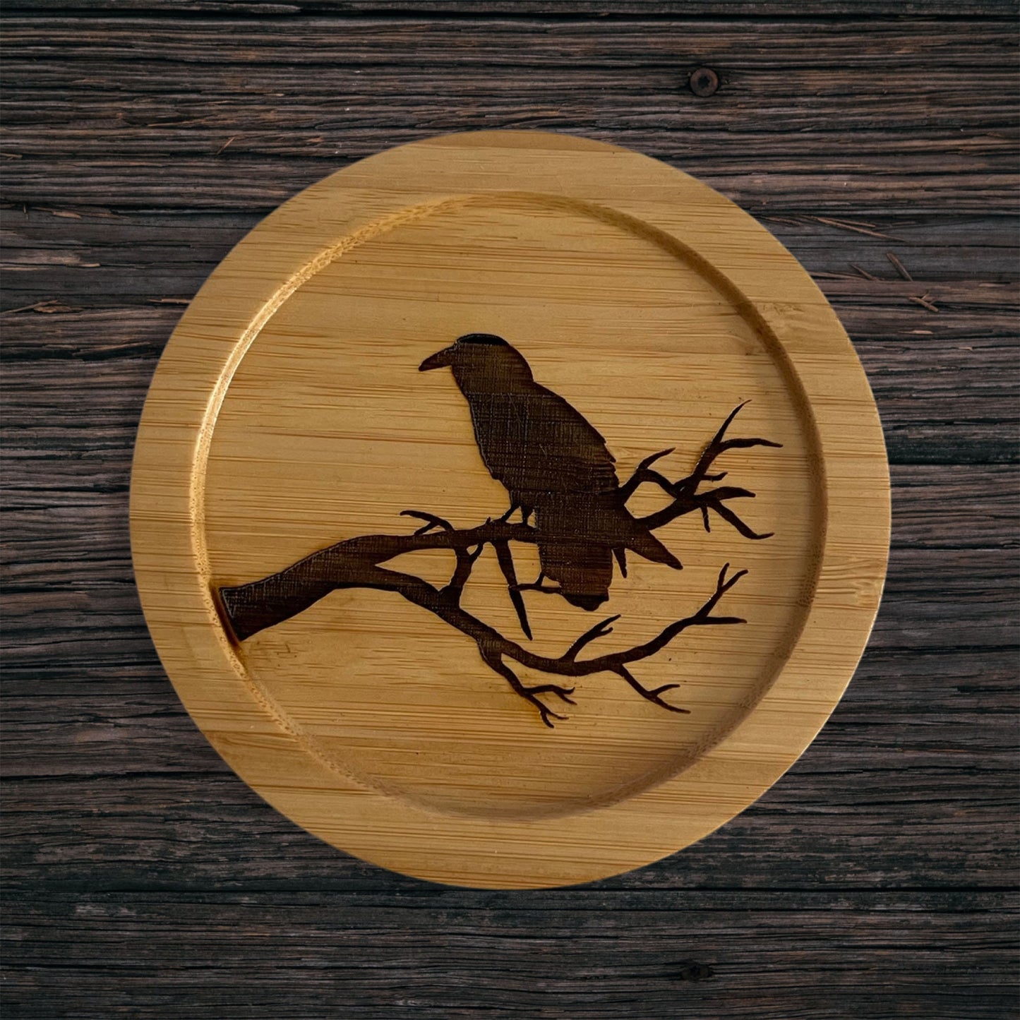 Raven Bamboo Coaster
