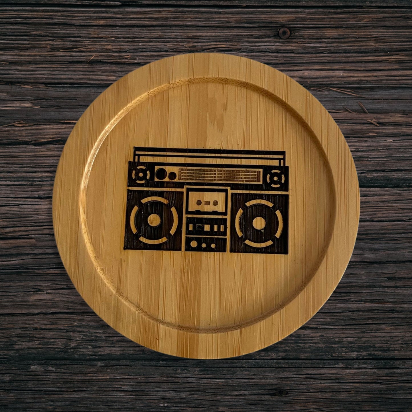 Boom Box Bamboo Coaster