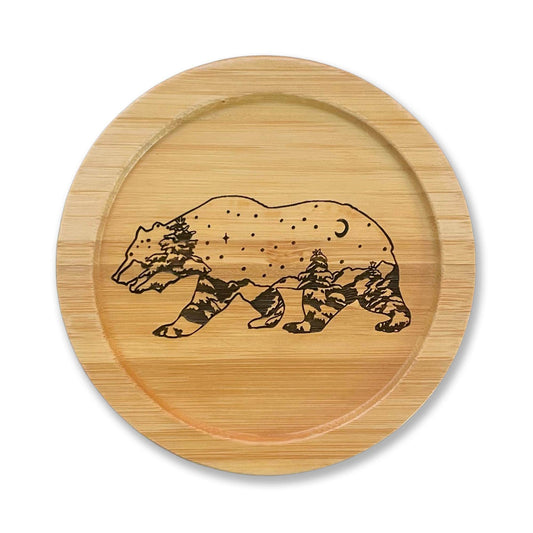 Grizzly Bear Bamboo Coaster - 3.75"x3.75"
