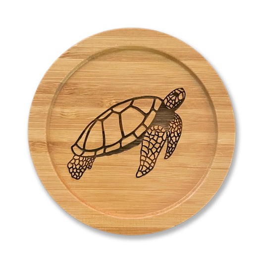 Sea Turtle Bamboo Coaster - 3.75"x3.75"