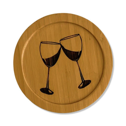 Wine Bamboo Coaster - 3.75"x3.75"