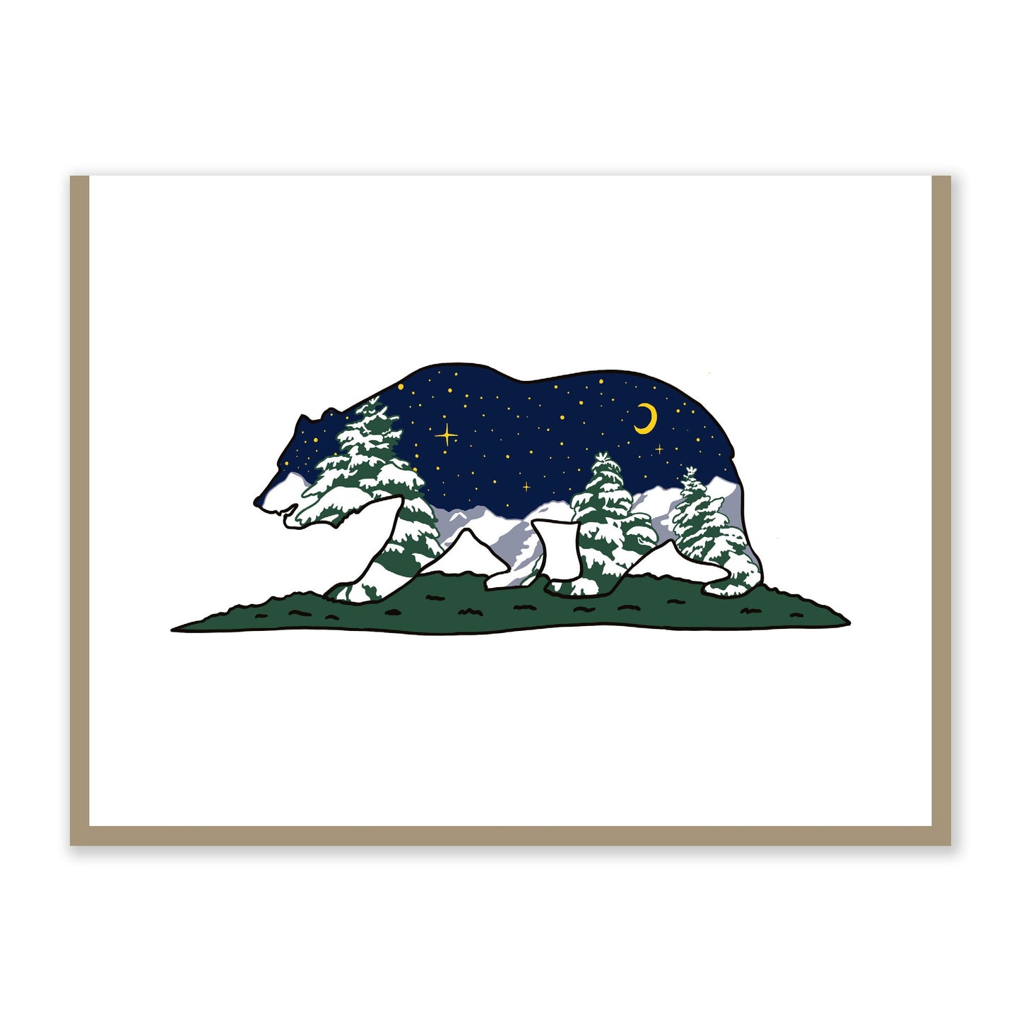 Grizzly Bear Card | Original Artwork | California | Nature Scene | Greeting Card | Handmade