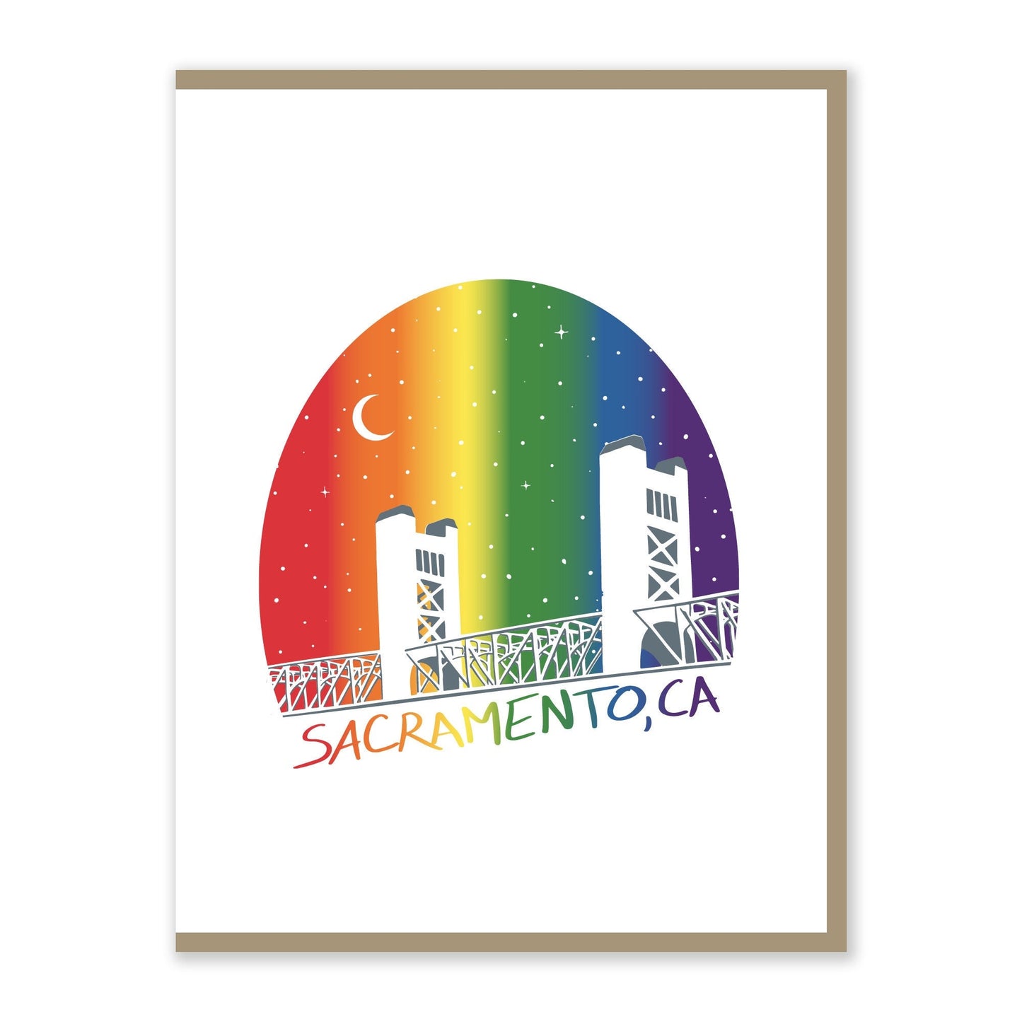 Sacramento Rainbow Card | Original Artwork | Pride | LGBTQ+ | Greeting Card | Handmade
