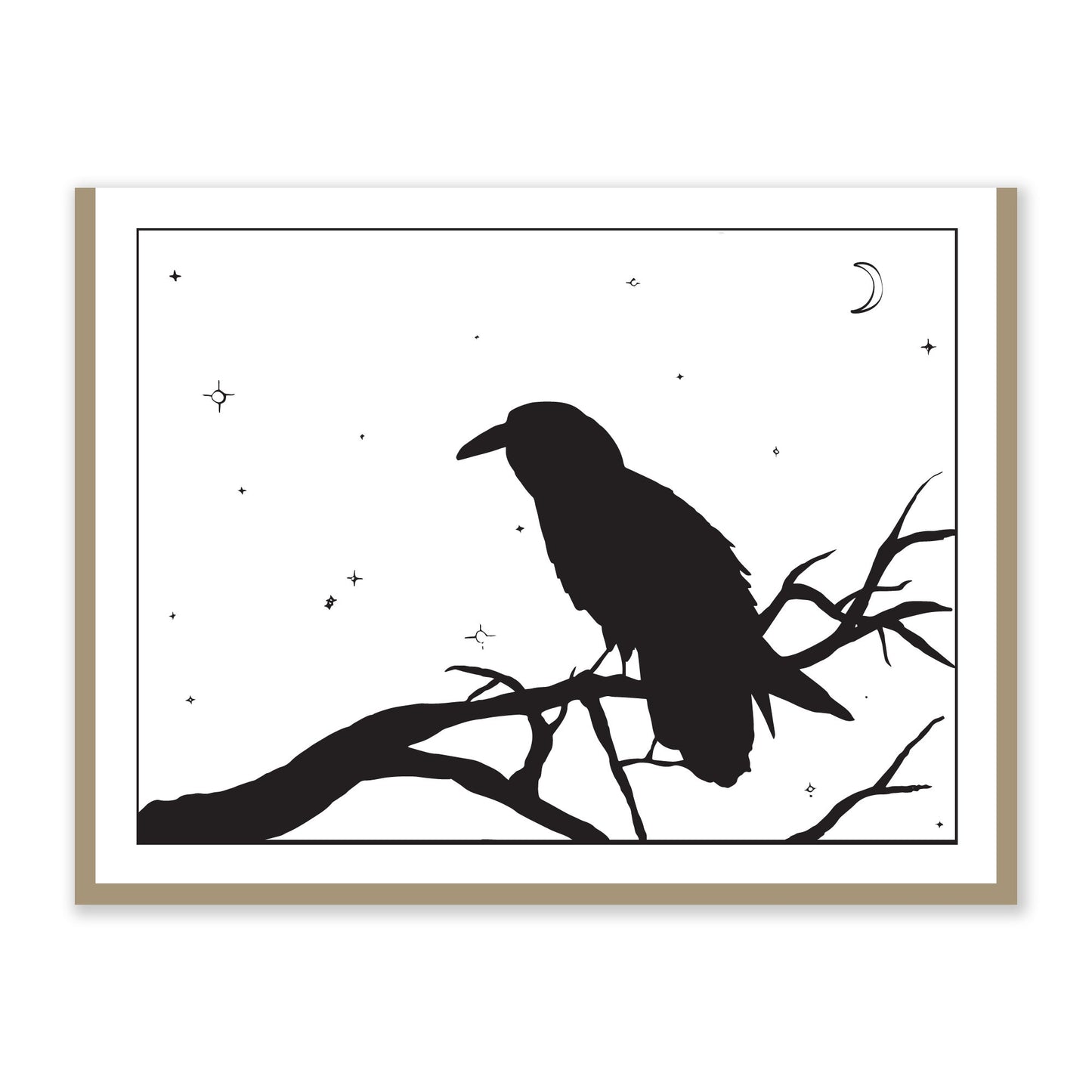 Raven Bear Card | Original Artwork | Bird on Branch | Nature Scene | Greeting Card | Handmade