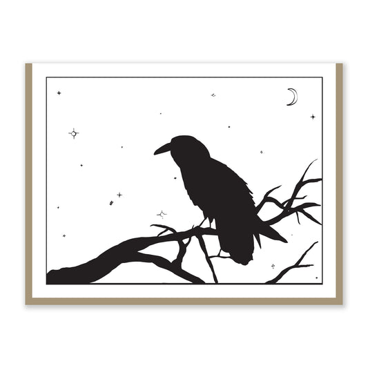 Raven Bear Card |  Original Artwork | Bird on Branch | Nature Scene | Greeting Card | Handmade