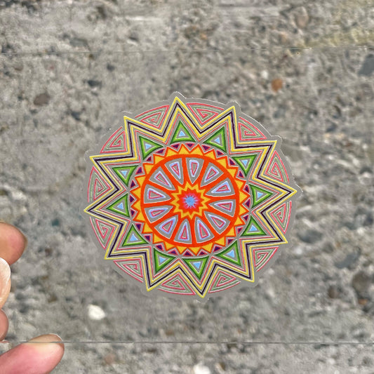 Mandala Art Sticker - 3" - Transparent Decal