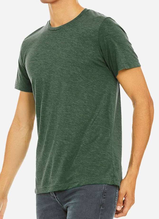 Man wearing a green t-shirt on a white background