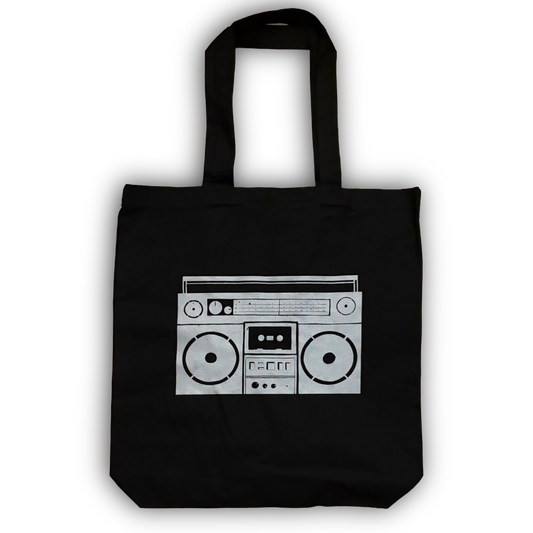Boom Box Black Tote Bag