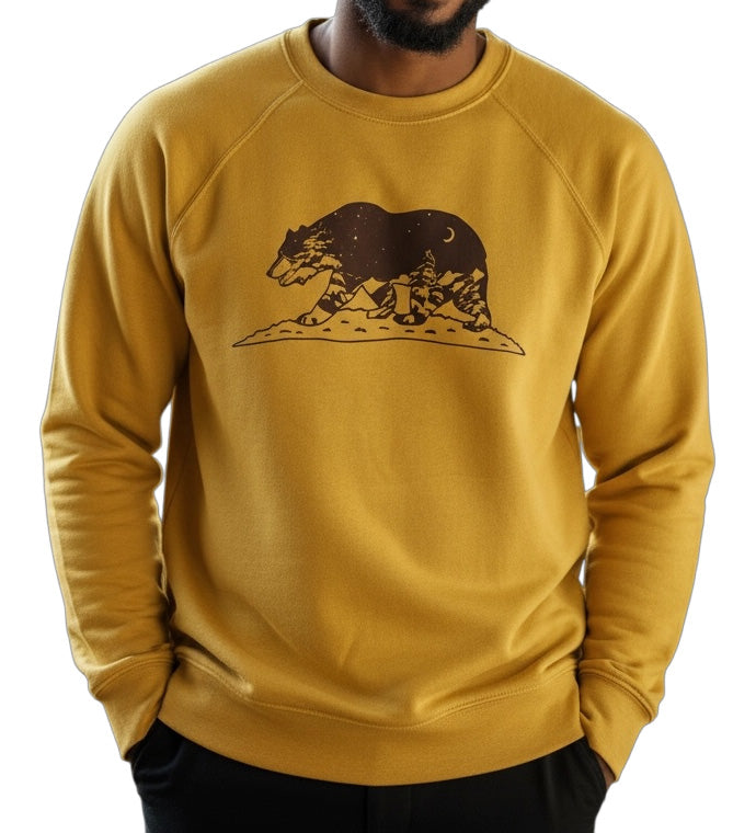 California Grizzly Bear Art Pullover Sweatshirt - Super Soft, XS-3X