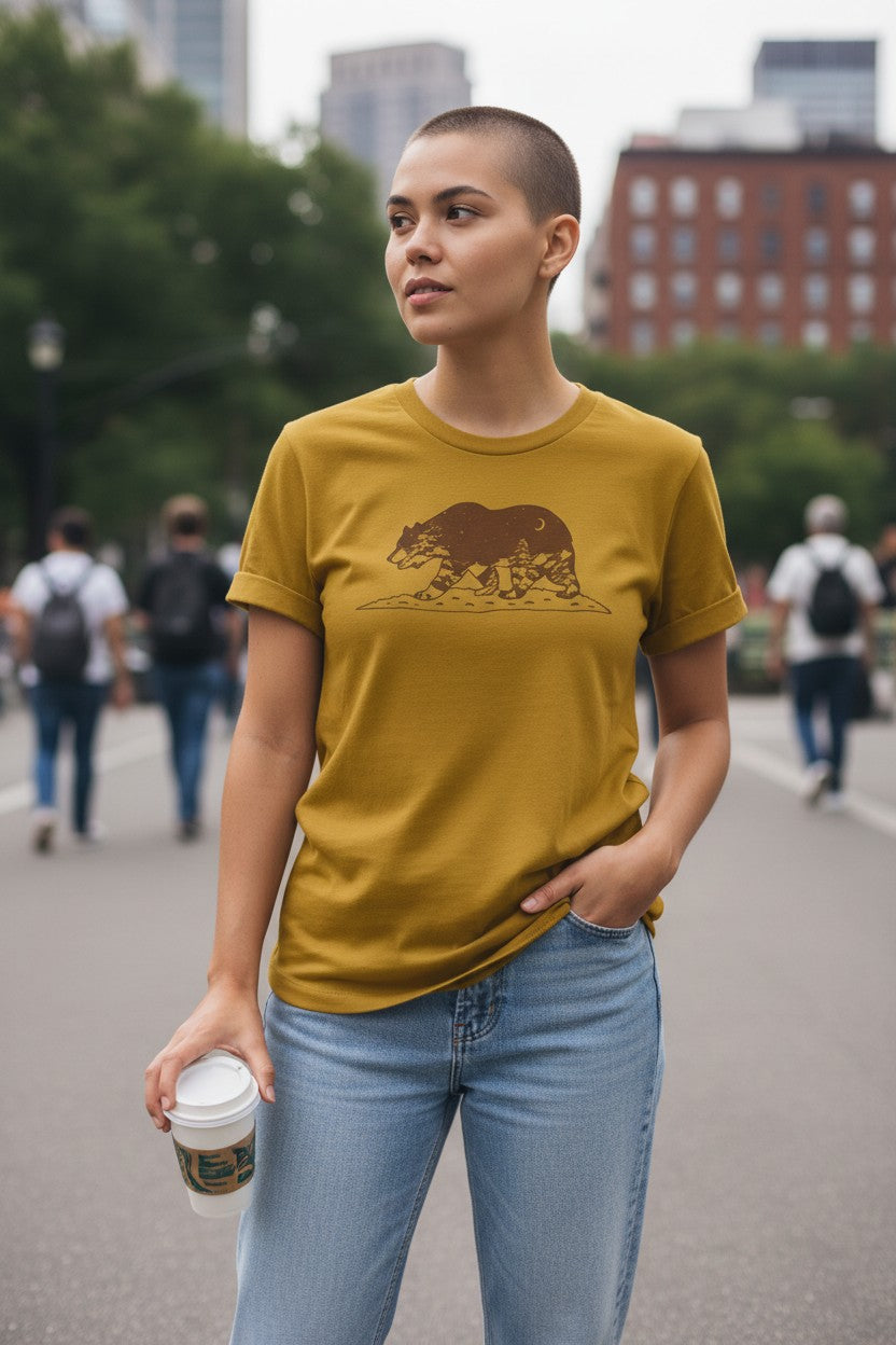 California Grizzly Bear Art T-Shirt: Super Soft, Unisex XS-3X