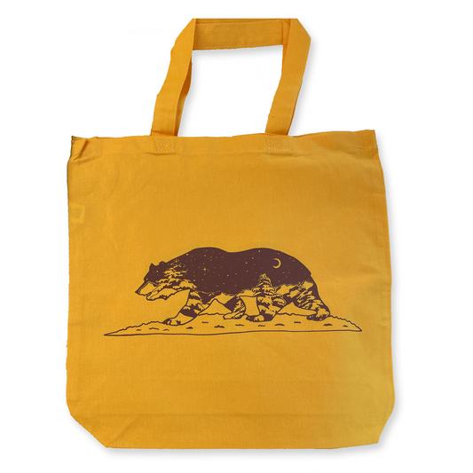 California Grizzly Bear Yellow Tote Bag