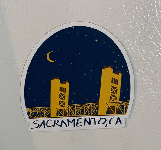 Tower Bridge Sacramento Magnet: Original Artwork, Weatherproof