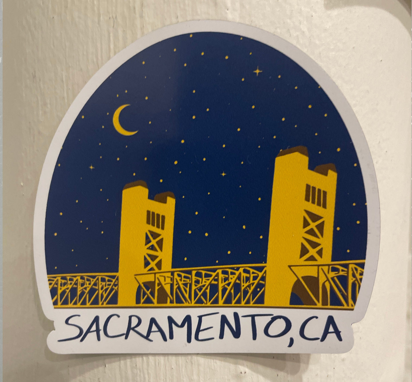 Tower Bridge Sacramento Magnet: Original Artwork, Weatherproof