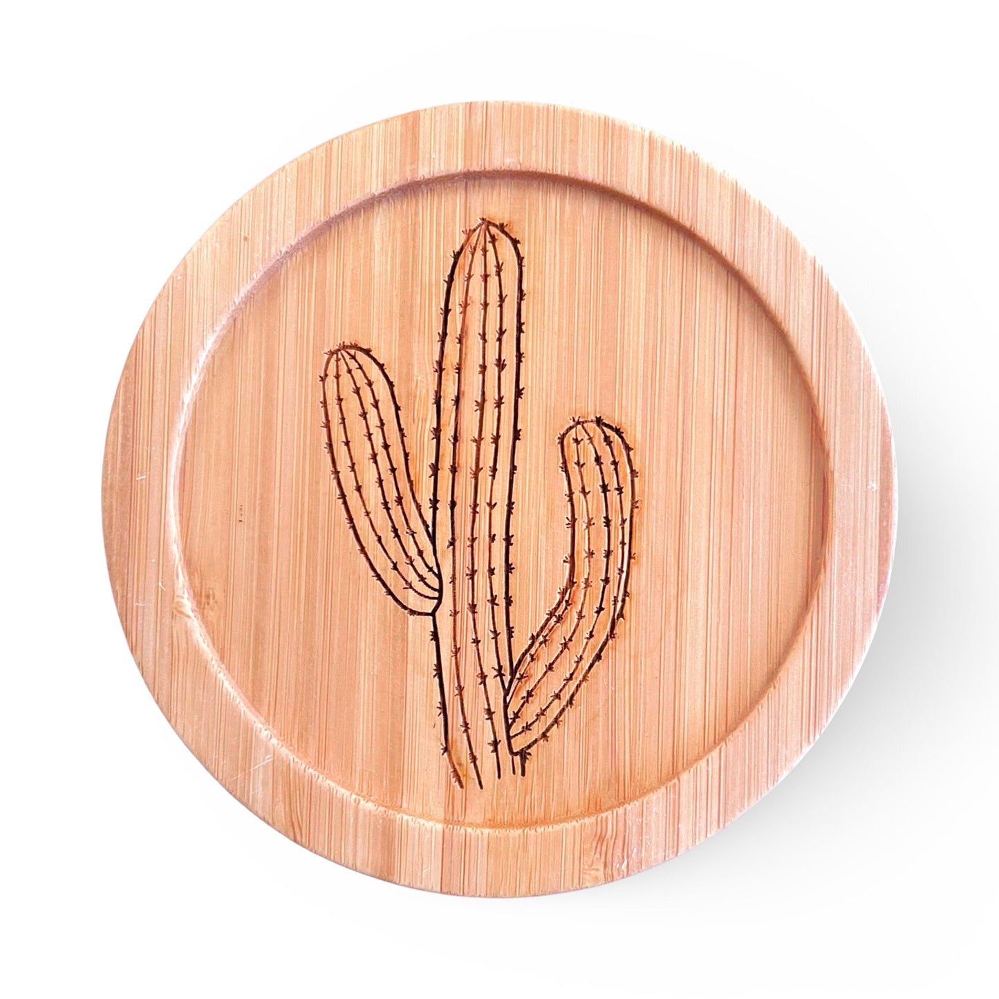 Saguaro Cactus Bamboo Coaster - 3.75"x3.75"