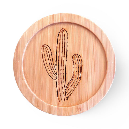 Saguaro Cactus Bamboo Coaster - 3.75"x3.75"
