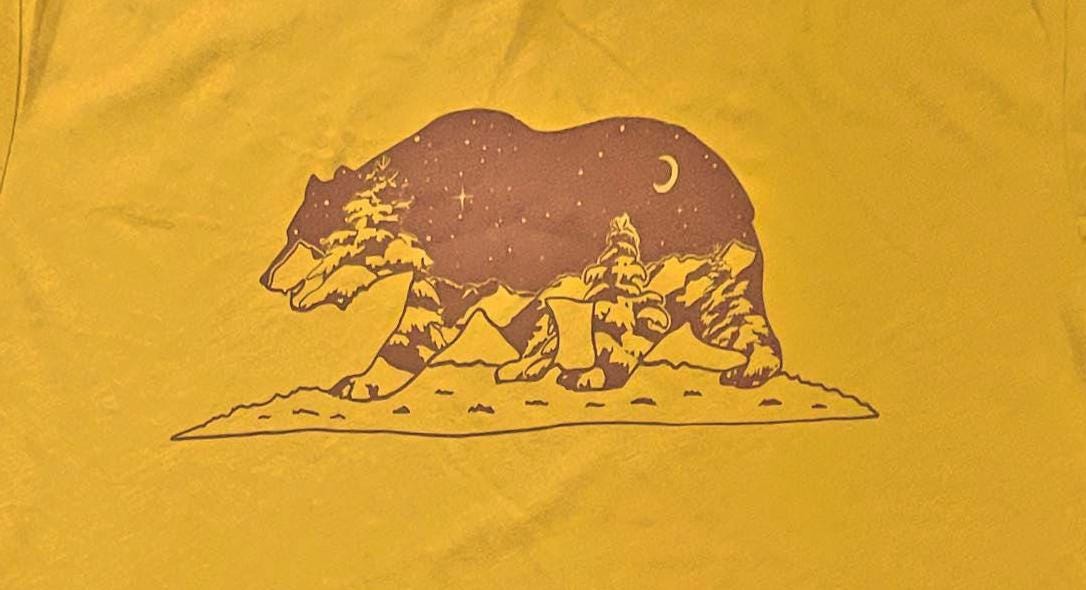 California Grizzly Bear Art T-Shirt: Super Soft, Unisex XS-3X