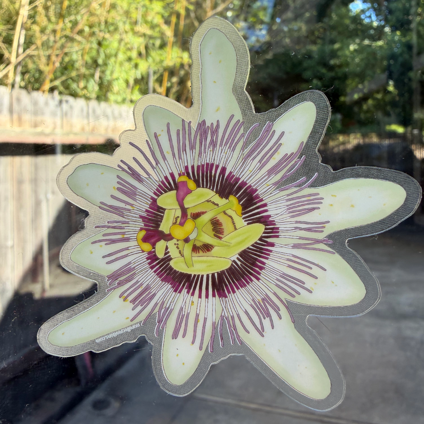 Passion Flower Art Sticker - 3" -Transparent Decal