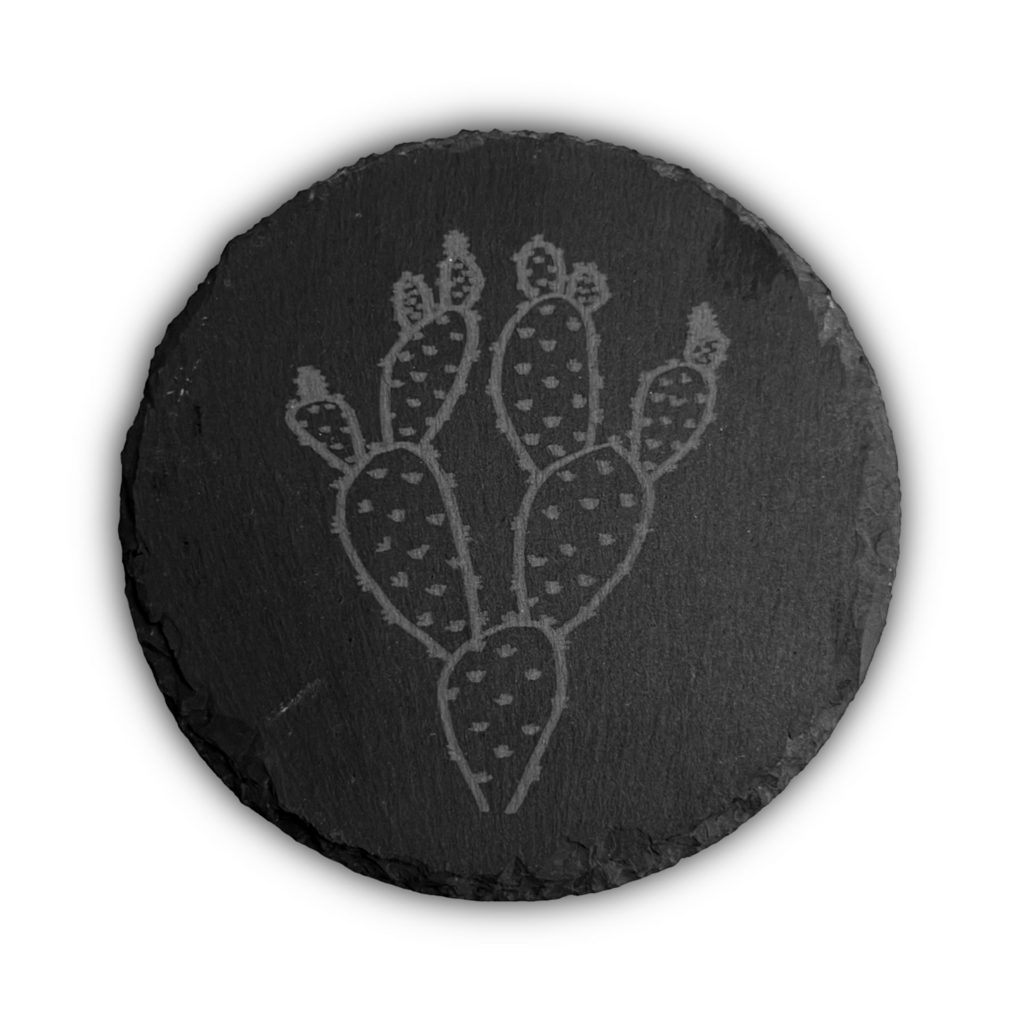 Prickly Pear Slate Coaster - 4"x4"