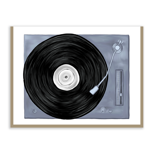 Record Player Greeting Card - 4.25 x 5.5in