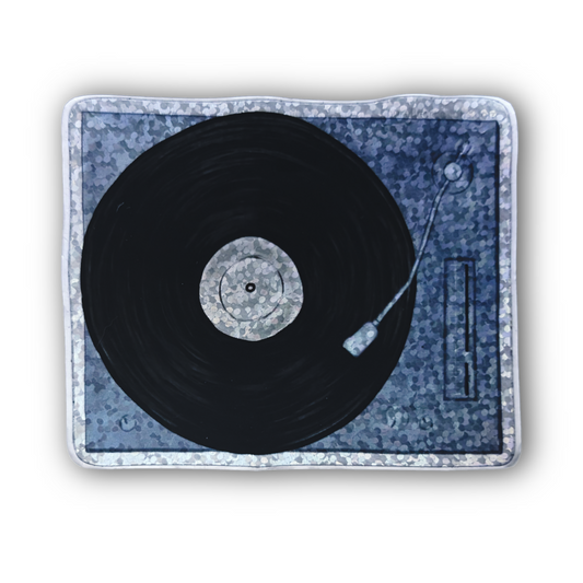 Record Player Art Holographic Sticker - 3"