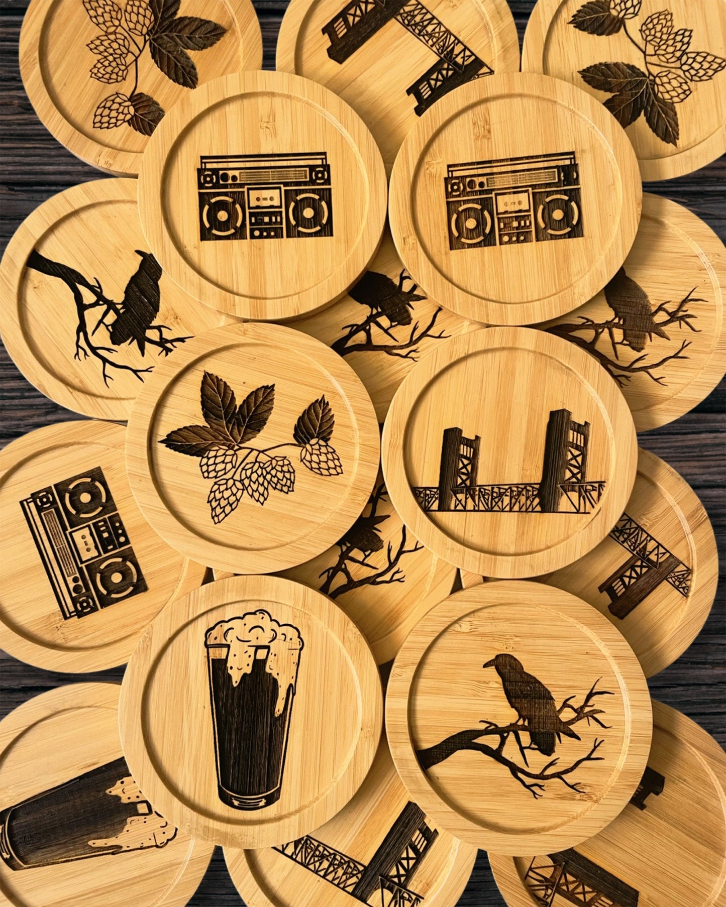 Sea Turtle Laser Etched Bamboo Coaster
