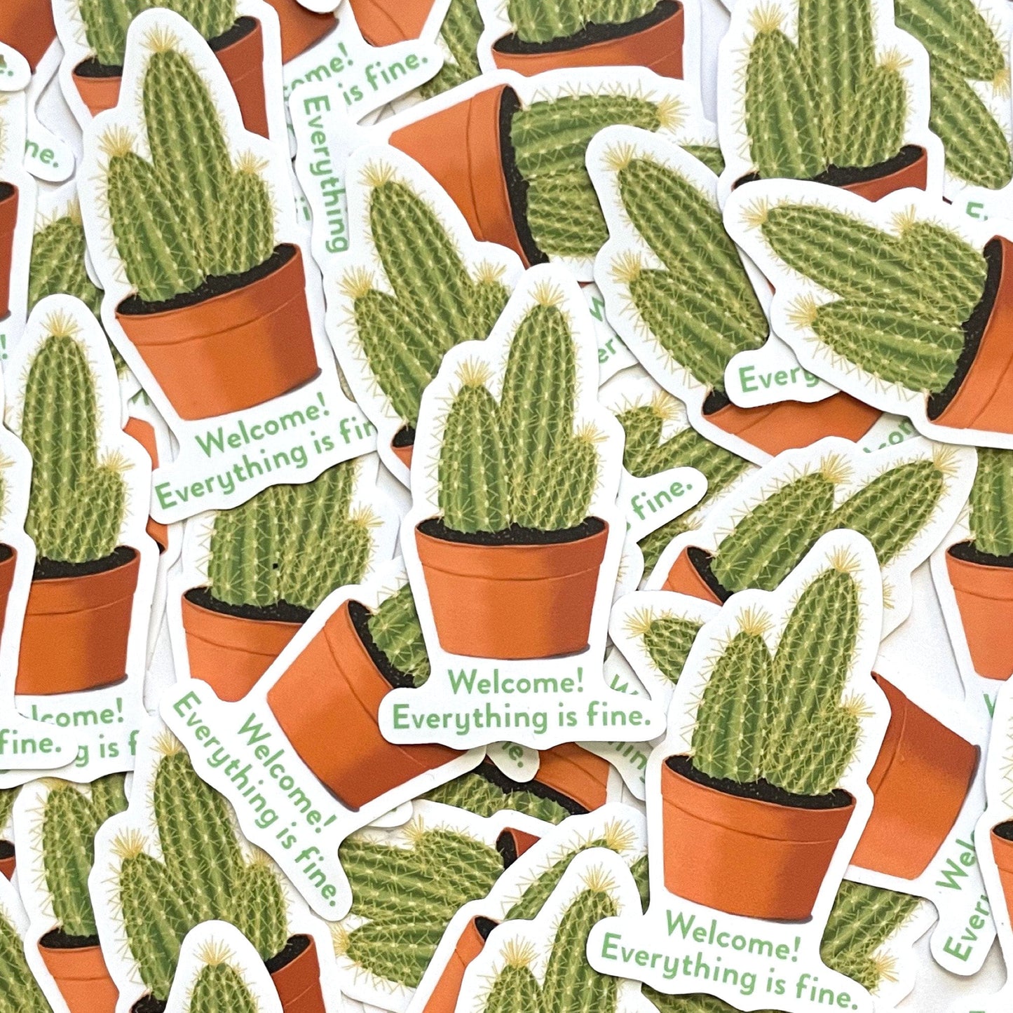 Everything is Fine Cactus Sticker Waterproof - Inspired by The Good Place
